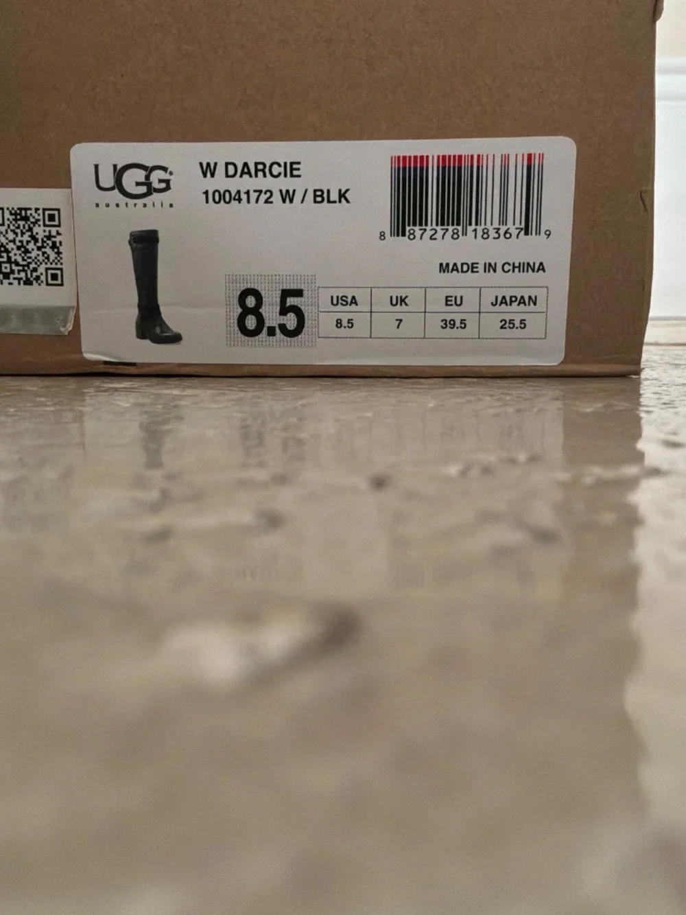 Ugg Darcie black leather knee high boots